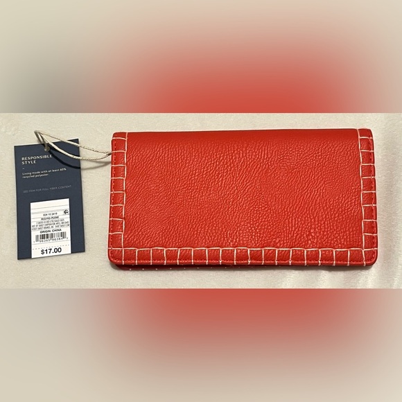 Universal Thread Orange-Red Snap Wallet with White Stitching New with Tags NWT - Picture 3 of 12